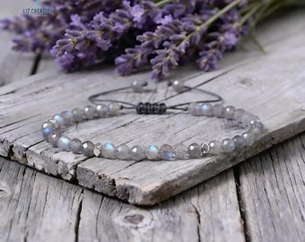 Minimalist Moonstone Crystal Bracelet- Natural Gemstone Dainty Bracelet, Stone of Divine Feminine Energy Gift
