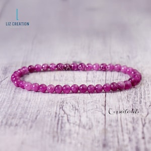 Healing 4mm Lepidolite Bracelet, Natural Lepidolite Stone Dainty Bracelet,  Lepidolite Crystal Bracelet -Minimalist Healing, Heart Chakra