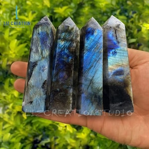 Labradorite Tower Point-Natural Gemstone Tower-Crystal Obelisk Wand-Chakra Tower-Throat Chakra Polished Healing Crystal Home Decoration