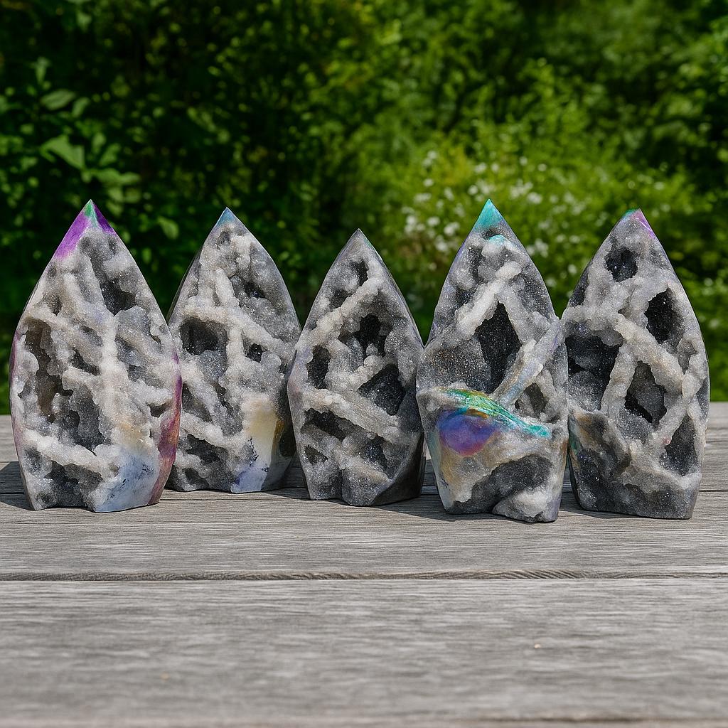 ブラックスファレライトクリスタルフレーム、天然エンジェルオーラ