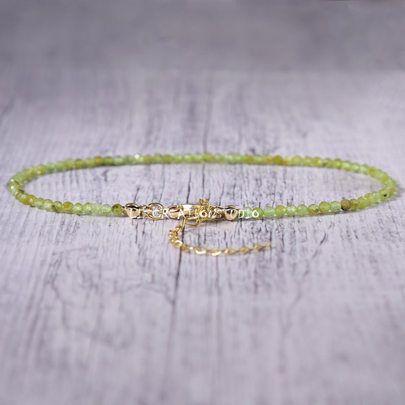 Peridot Minimalist Bracelet Small Bead Everyday Wear Bracelet, Natural Stone Dainty Bracelet, Healing Crystal Spiritual Protection Gift image 2