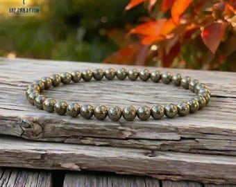 Prosperity Pyrite Crystal Bracelet- Natural Dainty Metallic Bracelet- Solar Plexus Chakra, Abundance Gift