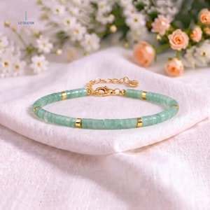 Minimalist Aventurine Crystal Bracelet- Natural Green Gemstone Dainty Jewelry,  Bridesmaid Gifts