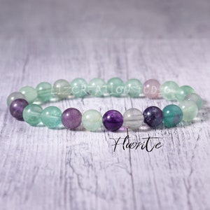 Fluorite Bracelet- Natural Stone Stretch Bracelet- Healing Crystal Yoga Bracelet -Spiritual Protection Chakra Gift