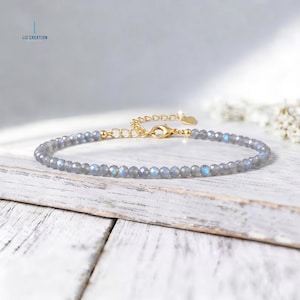 Dainty Moonstone Crystal Healing Bracelet -Natural Minimalist Gemstone Bracelet, June Birthstone, New Beginnings