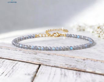 Dainty Moonstone Crystal Healing Bracelet -Natural Minimalist Gemstone Bracelet, June Birthstone, New Beginnings