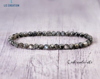 Labradorite Bracelet - Natural Labradorite Stone Stretch Bracelet- Healing Labradorite Crystal Yoga Bracelet -Spiritual Protection Gift