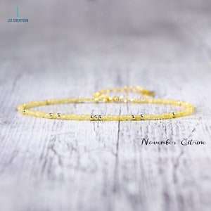 Natural Stone Citrine Dainty Bracelet, Minimalist Citrine Bracelet, November Birthstone Gift, Patience, Perspective, Solar Plexus Chakra