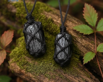 Collar de turmalina negra natural en bruto, colgante de cristal de turmalina en bruto, chakra raíz, regalo de protección espiritual.