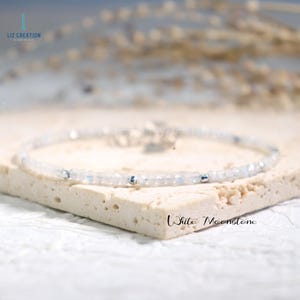 Minimalist Moonstone Skinny Bracelet,-Natural Moonstone Dainty Bracelet-Delicate Moonstone Crystal Stacking Bracelet, June Birthstone Gift