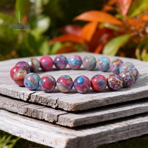 Natural Crystal Bracelet- Galaxy Sea Sediment Jasper Healing Bracelet, Stone of Stability, Grounding