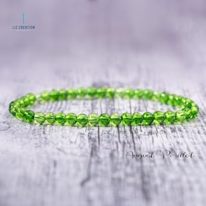 Dainty 4mm Peridot Beaded Bracelet - August Birthstone