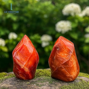Carnelian Flame, Natural Gemstone Crystal Tower Flame, Home Decor, Mineral Specimens, Sacral Chakra image 3
