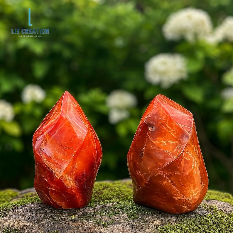 Carnelian Flame, Natural Gemstone Crystal Tower Flame, Home Decor, Mineral Specimens, Sacral Chakra image 3