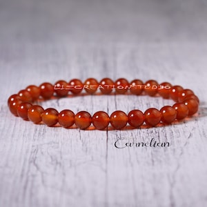 Carnelian Beaded Bracelet- Natural Carnelian Stone Stretch Bracelet- Carnelian Crystal Layering Bracelet -Sacral Chakra Gift for Women