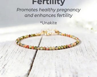Minimalist Unakite Fertility Bracelet, Dainty Stone of Rebirth, Natural Gemstone Jewelry for Hormonal Balance