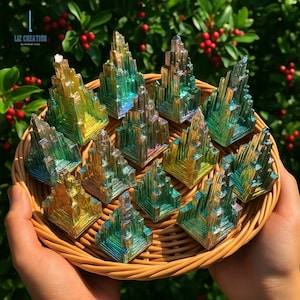 Rainbow Crystal Bismuth Cluster, Bismuth Crystal, Lab Grown Stone, Bismuth Mineral Specimen, Energy Crystal Gifts, Home Decor