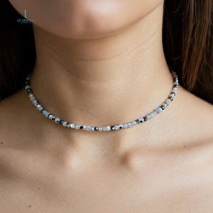 Rainbow Moonstone Necklace,  Moonstone Crystal Dainty Choker, Natural Stone Minimalist Choker Necklace Gift for Women, Crown Chakra
