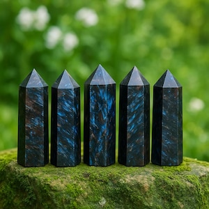 Arfvedsonite Crystal Tower Point- Natural Gemstone Obelisk Wand- Home Office Decor, Rare Mineral Specimens image 7