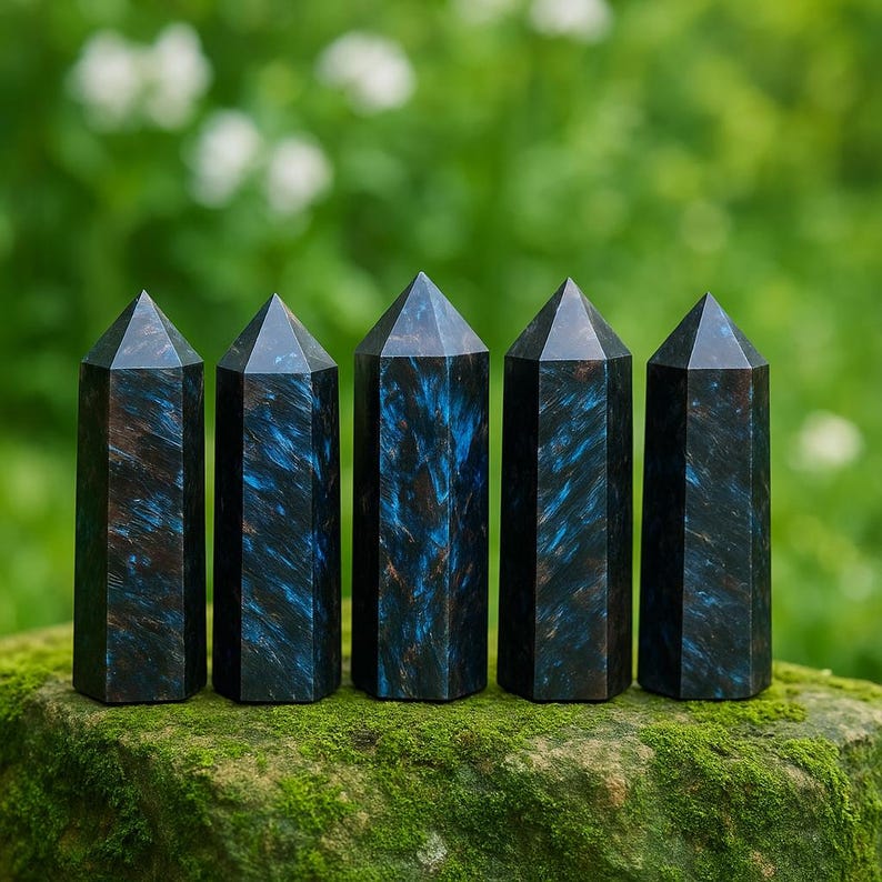 Arfvedsonite Crystal Tower Point- Natural Gemstone Obelisk Wand- Home Office Decor, Rare Mineral Specimens image 7