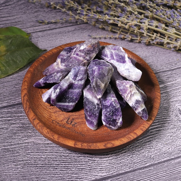 Raw Chevron Amethyst Stone-Natural Rough Chevron Amethyst Crystals Gemstones , Eco-friendly Packaging, Spiritual Protection Gift