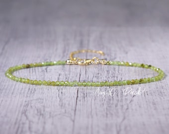 Peridot Minimalist Bracelet -Small Bead Everyday Wear Bracelet, Natural Stone Dainty Bracelet, Healing Crystal Spiritual Protection Gift