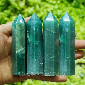 Natural Aventurine Gemstone Tower Point-Healing Crystal Obelisk Wand-Throat Chakra Tower for Home Decoration