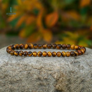 Natural Tiger Eye Gemstone Bracelet, Delicate Tiger Eye Dainty Bracelet, Tiger Eye Crystal Layering Bracelet, Sacral Chakra Gift for Women
