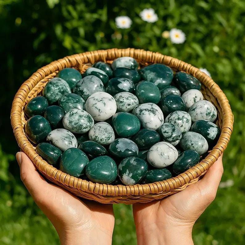 モスアゲートタワーポイント、天然宝石オベリスクワンド、鉱物標本