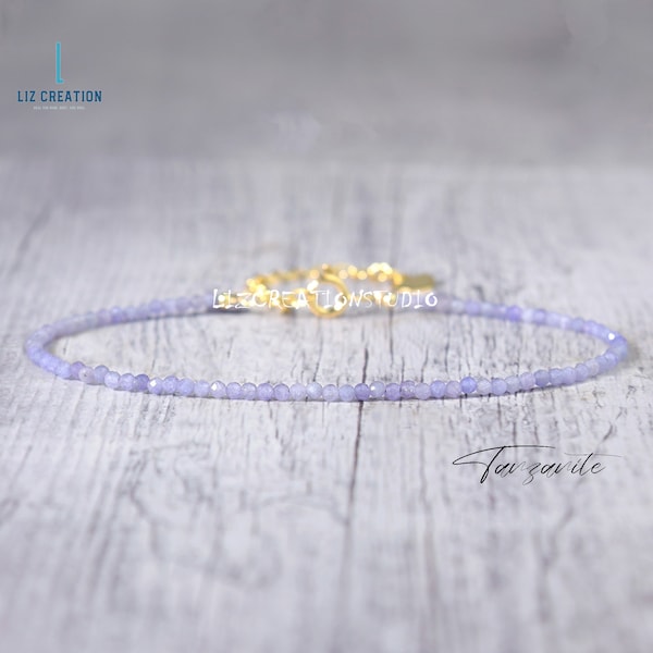 Tanzanite Bracelet, Minimalist Bracelet, Natural Stone Dainty Bracelet-Healing Crystal Bracelet, Delicate December Birthstone Gift