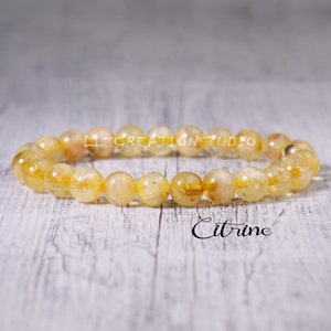 Citrine Bracelet Natural Stone Stretch Bracelet Healing Crystal Yoga Bracelet Spiritual Protection November Birthstone Gift image 1