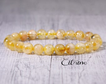 Citrine Bracelet - Natural Stone Stretch Bracelet- Healing Crystal Yoga Bracelet -Spiritual Protection November Birthstone Gift