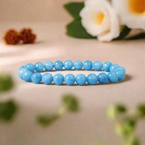 Aquamarine Bracelet -Natural Gemstone Bracelet- Aquamarine Crystal Bracelet - March Birthstones Gift for Women, Heart Chakra, Layering