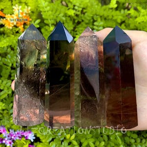 Smoky Quartz Gemstone Tower Point, Natural Stone Obelisk Wand, Mineral Specimen Crystals, Root Chakra