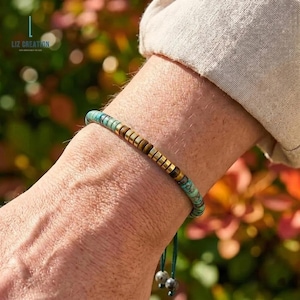 Bracelet personnalisé code Morse STRONG AS F * CK - turquoise africaine - cadeau message secret caché