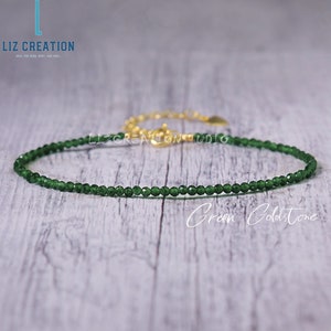 Green Goldstone Minimalist Bracelet -Natural Stone Dainty Bracelet- Delicate Goldstone Crystal Bracelet, June Birthstone Gift, Heart Chakra