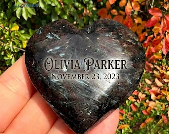 Personalized Arfvedsonite Crystal Hearts : Mineral Specimens Blue Firework Crystal, Natural Gemstone Carving