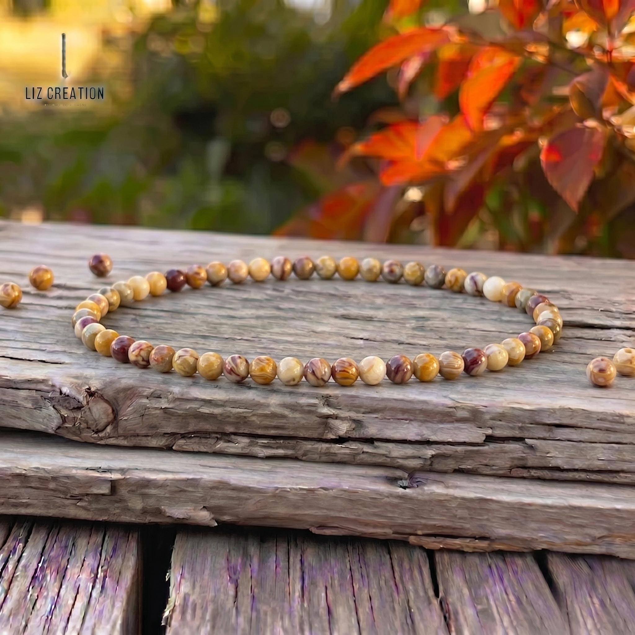 4mm Crazy Lace Agate Bracelet | Dainty Mexican Agate Stretchy