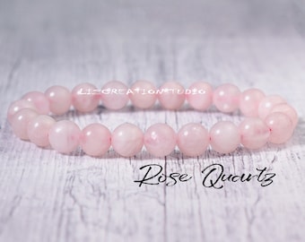 Rose Quartz Bracelet -Natural Stone Stretch Bracelet- Healing Meditation Grounding Crystal Bracelet- Delicate Spiritual Protection Gift