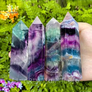 Rainbow Fluorite Obelisks ,Rainbow Fluorite Tower Point -Rainbow Fluorite Crystal Wand- Mineral Specimens Crystals Healing, Third Eye Chakra