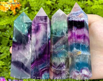 Rainbow Fluorite Obelisks ,Rainbow Fluorite Tower Point -Rainbow Fluorite Crystal Wand- Mineral Specimens Crystals Gift, Third Eye Chakra
