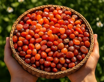 10 piccoli cristalli burattati di corniola - Griglie di cristallo e avvolgimento in filo metallico - Pietra del chakra sacrale, campione minerale