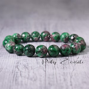 Ruby Zoisite Bracelet - Natural Stone Stretch Bracelet- Healing Crystal Yoga Bracelet -Spiritual Protection July Birthstone Gift