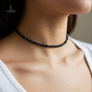 Delicate Obsidian Necklace,  Obsidian Crystal Dainty Choker, Natural Obsidian Stone Minimalist Choker Necklace Gifts for Women, Root Chakra
