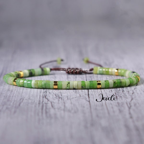 Chrysoprase Minimal Bracelet -Natural Stone Dainty Bracelet- Healing Crystal Delicate Spiritual Protection  December Birthstone Gift