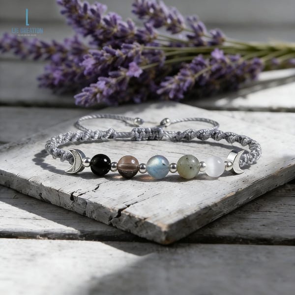 Moon Phase Crystals Bracelet -Lunar Cycle Energy Jewelry New Beginnings, Moon Lovers Astrology Gift