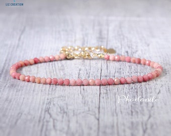 Minimalist Bracelet, Rhodonite Bracelet, Dainty Bracelet, Crystal Healing Beaded Bracelets for Women, Delicate Bracelet Gift For Her