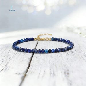 Dainty Lapis Lazuli Crystal Healing Bracelet -Natural Minimalist Blue Gemstone Bracelet, Stone of Wisdom