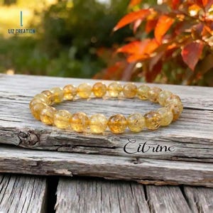 Armband van natuurlijke citrienkristallen - Geboortesteen van november, zonnevlechtchakra, overvloed, voorspoed, vreugde en positiviteit