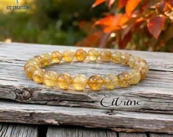 Natural Citrine Crystal Bracelet -November Birthstone, Solar Plexus Chakra, Abundance, Prosperity, Joy & Positivity